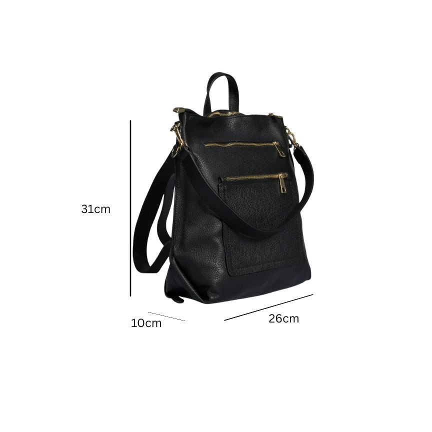 Damen Lederrucksack mit Schultergurt & Henkel - Modern, Geräumig & Praktisch