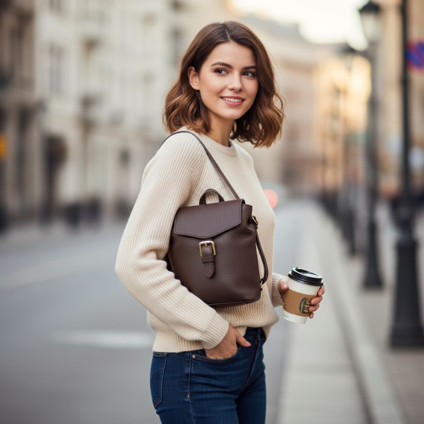 Minimalistischer Lederrucksack in schlichtem Design