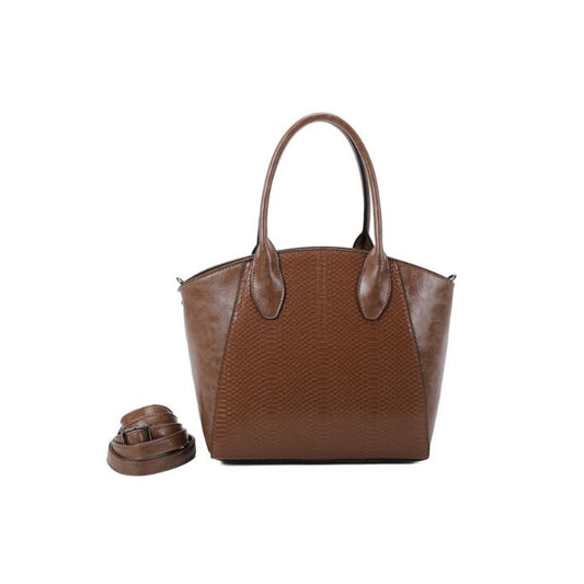 moderne Damen Tragetasche in Kroko-Optik, geräumig, frappucino