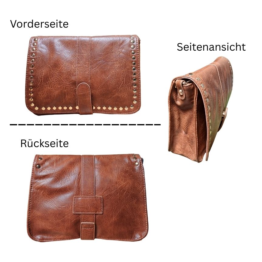 Elegante Handtasche mit stabilem Besatz aus goldfarbenen Nieten