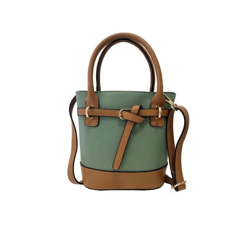 Shola - Damenhandtasche aus Leder - Zweifarbige Eimertasche mit Henkeln
