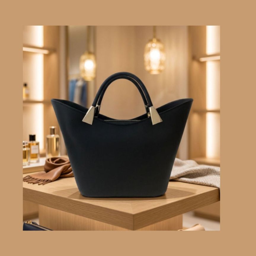 "Savanna" - Damenhandtasche aus Leder in Tulpenform mit goldenen Beschlägen