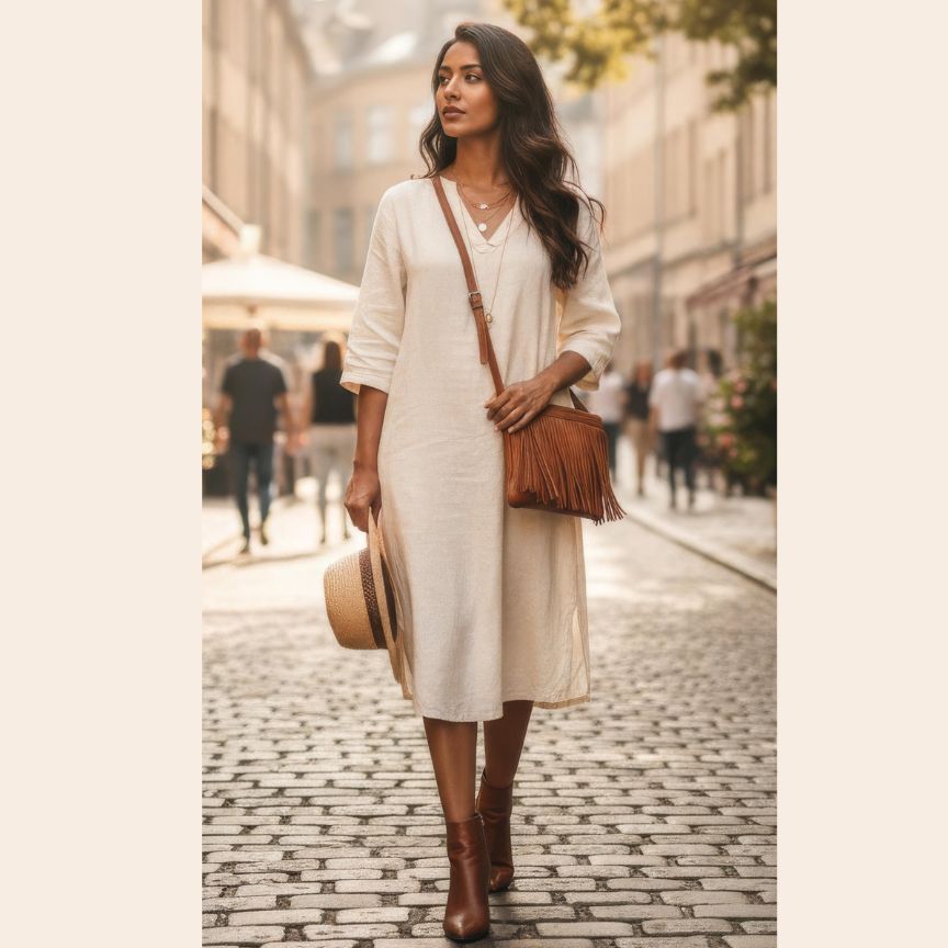 "Estella" - Damenhandtasche aus Wildleder - Clutch mit Ring-Henkel & Fransendetail