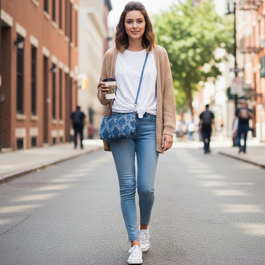 Denim Crossbody Bag mit Münztasche - Klein, Stylisch und Sommerbereit