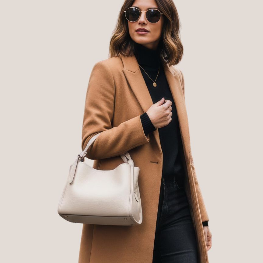Josianne - Elegante Echtleder-Handtasche mit Griffen - stilvolle Henkeltasche