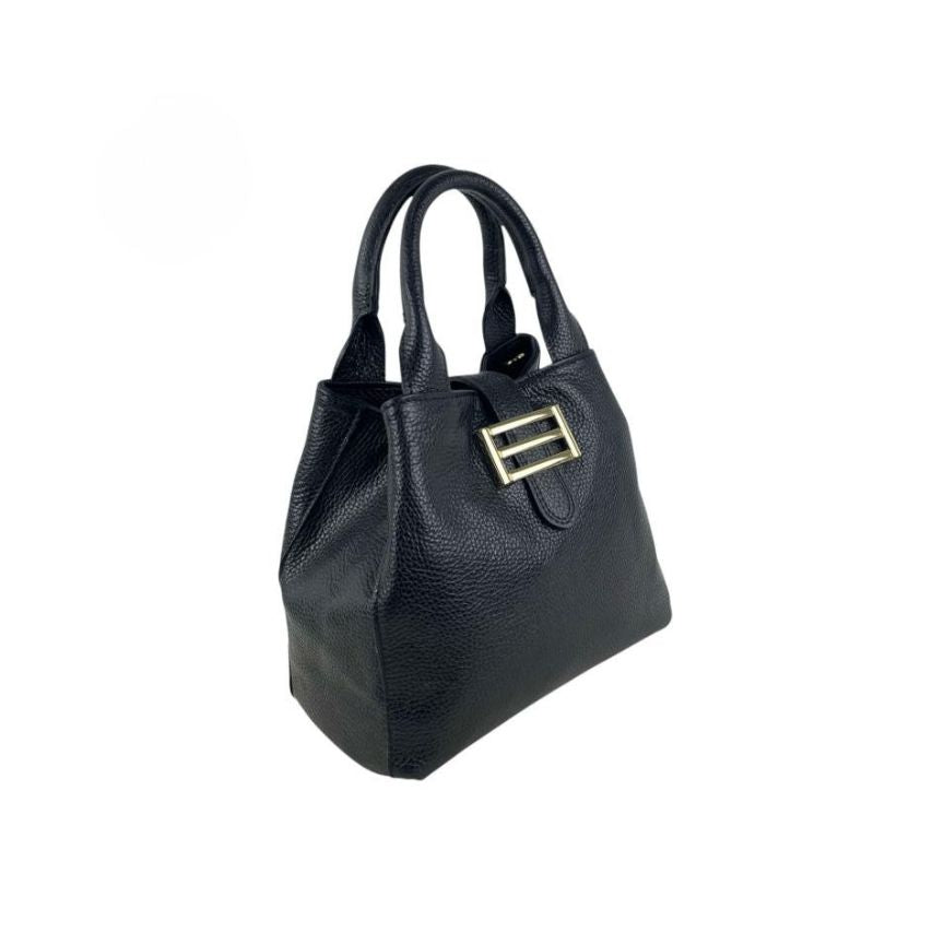 Elegante Damen-Lederhandtasche mit Metal-Details - kompakt & alltagstauglich