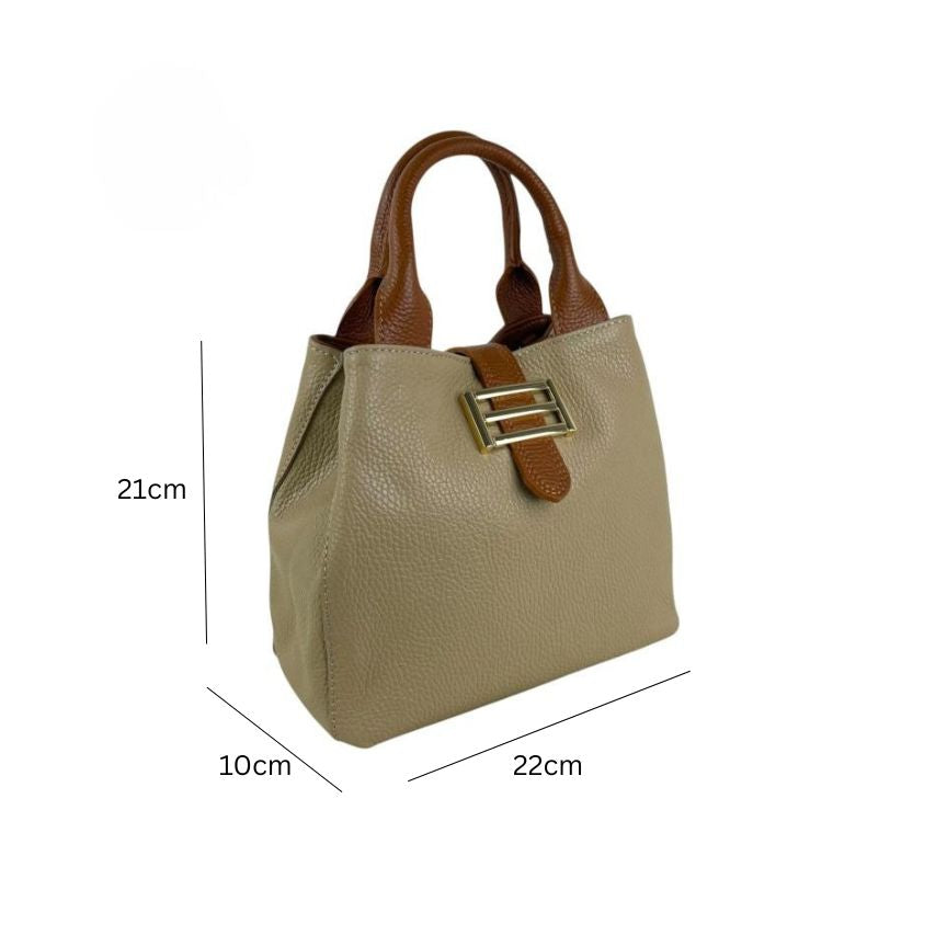 Elegante Damen-Lederhandtasche mit Metal-Details - kompakt & alltagstauglich