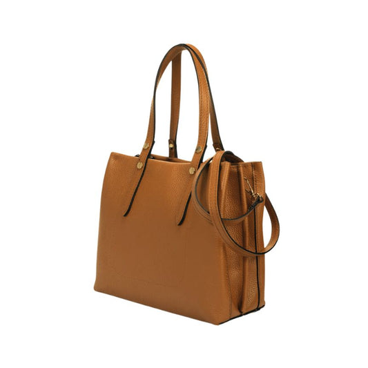 Seiten Ansicht der braune lederhandtasche umhängetasche für Büro und Alltags