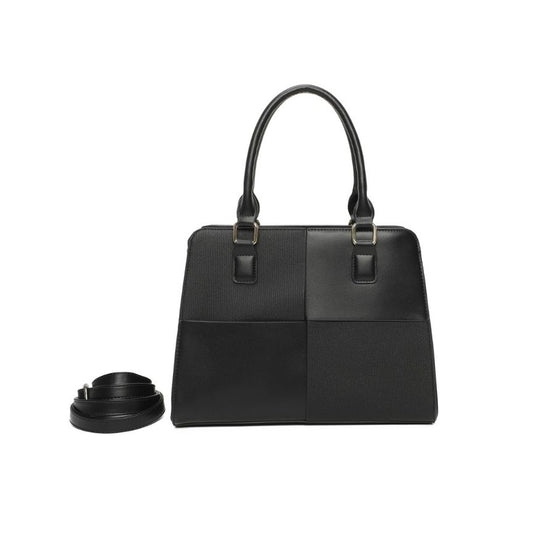 Tote Bag Damen mittelgroß schwarz mit Henkeln und Schultergurt