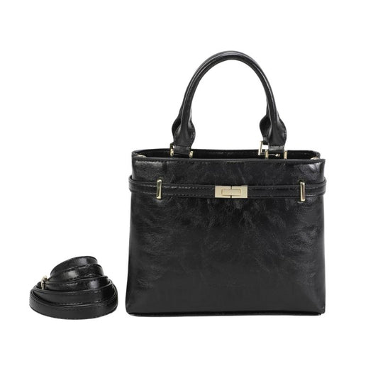 elegante Damen Umhängetasche mit henkel, diversen Fächern, geräumig, stabil, in schwarz