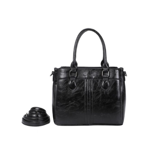 stilvolle elegante Tragetasche mit 3 Hauptfächern und Tragegriffen im schwarzen farbe