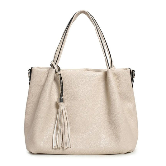 Elegante Tragetasche mit zwei Hauptfächern und griffen im schlichten Design mittelgroß weiß