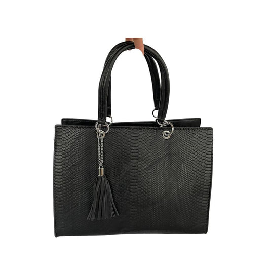 Umhängetasche Damen Tote-Tasche Schlangenmuster mit Griffen schwarze farbe