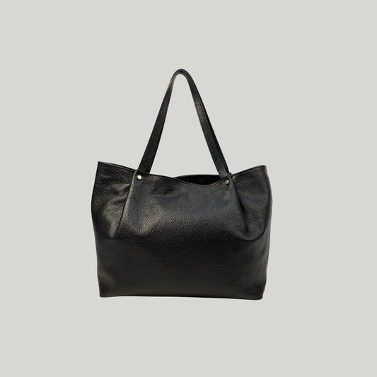 Vorderseite der Elegante Umhängetasche Damen - italienisches Leder, modern & stilvoll schwarz