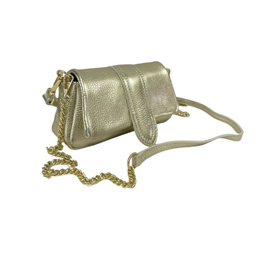 Italienische Goldene Leder Clutch mit Kette