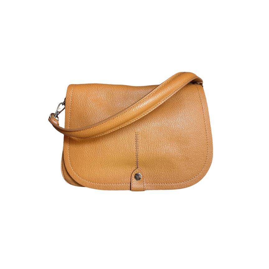 Italienische Leder Henkeltasche für den Alltag - Schultertasche mittelgroß, schlicht