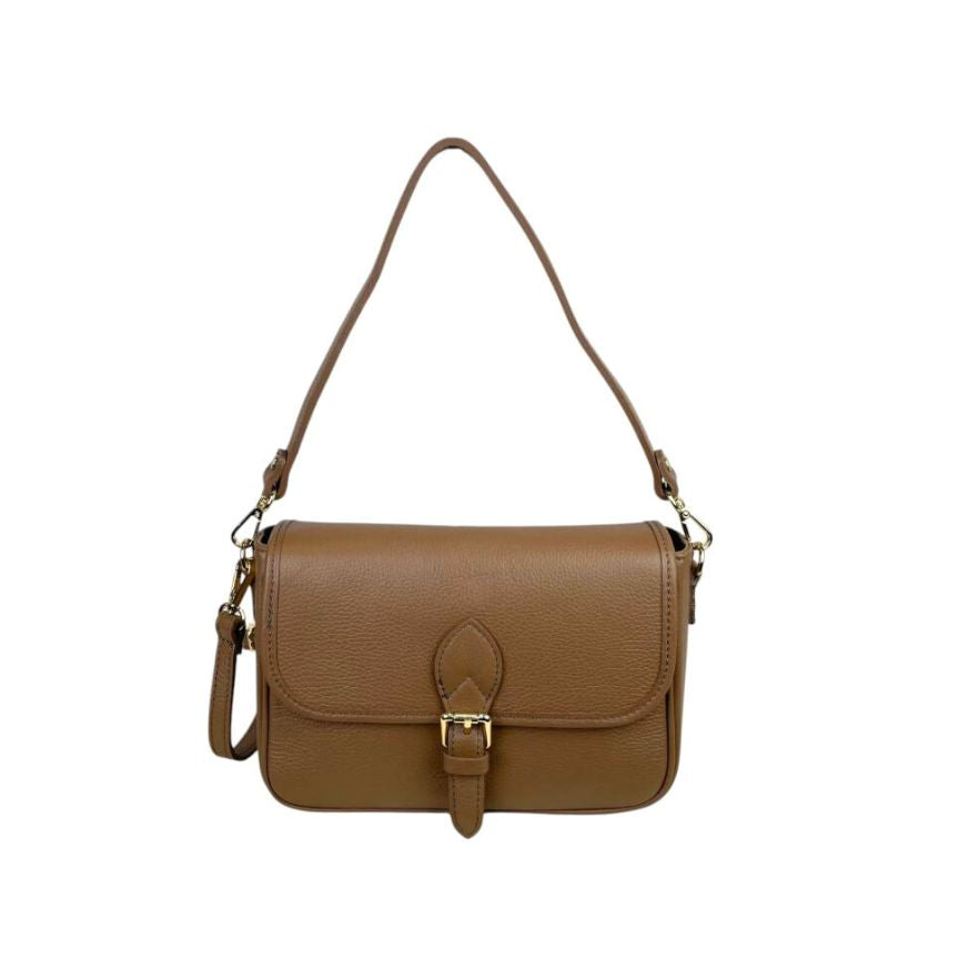 Italienische Damen Leder Handtasche mit Rückseitentasche