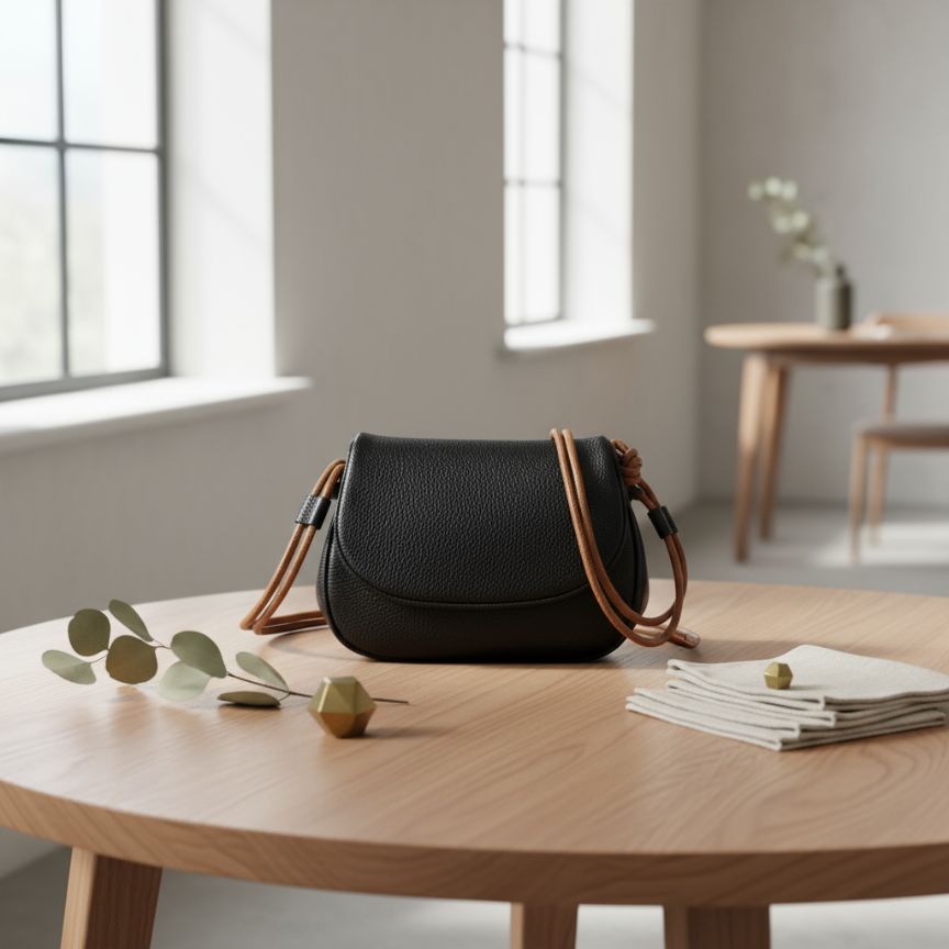 Elegante Damen Lederhandtasche - kompakt, geräumig, schlicht