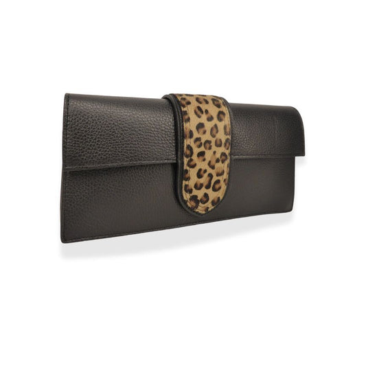 schöne details  Italienische Leder Clutch Tierdruckmuster  für Partys und besondere Anlässe schwarz