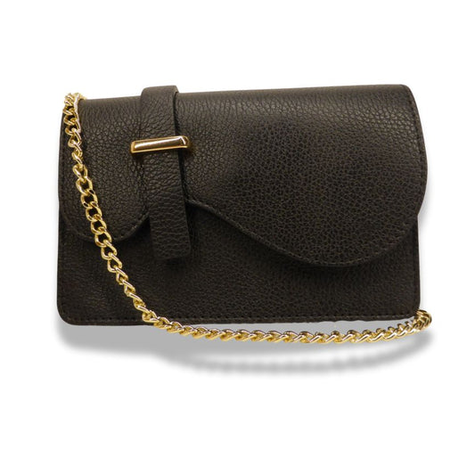 edle Italienische Leder Clutch mit schöne kette details schwarz