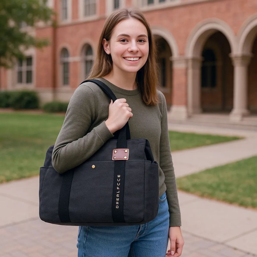 Lässige Canvas Umhängetasche - Shopper Tasche für Einkauf, Uni & Ausflüge