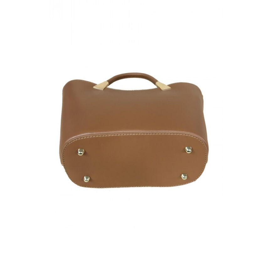 "Savanna" - Damenhandtasche aus Leder in Tulpenform mit goldenen Beschlägen
