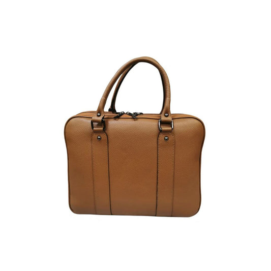 Moderne Leder Aktentasche mit Helkenln, Laptopfach und drei Fächern bronze braun