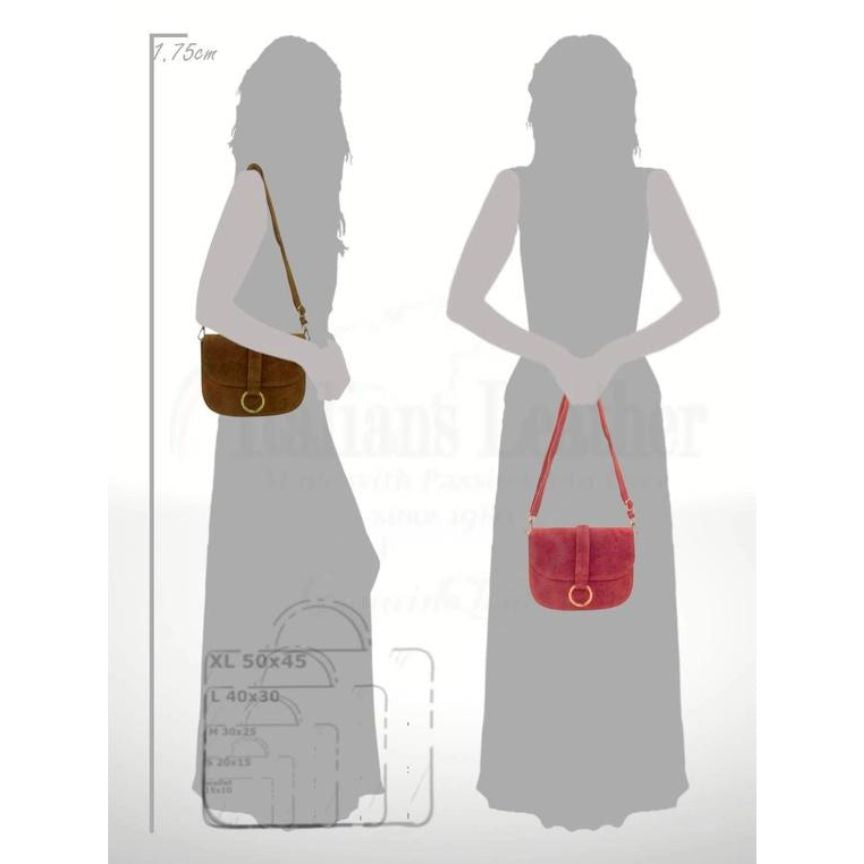 Modische Damen Leder Crossbody-Bag mit Metallschnalle