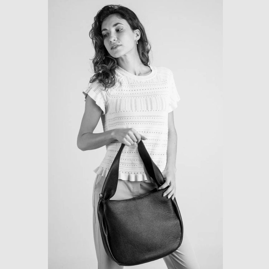 Lederhandtasche mit kurzem, breiten Henkel - Neues, modernes Design