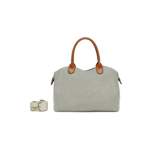 Mittelgroße Umhängetasche - Duffelbag aus Canvas mit Lederbesatz