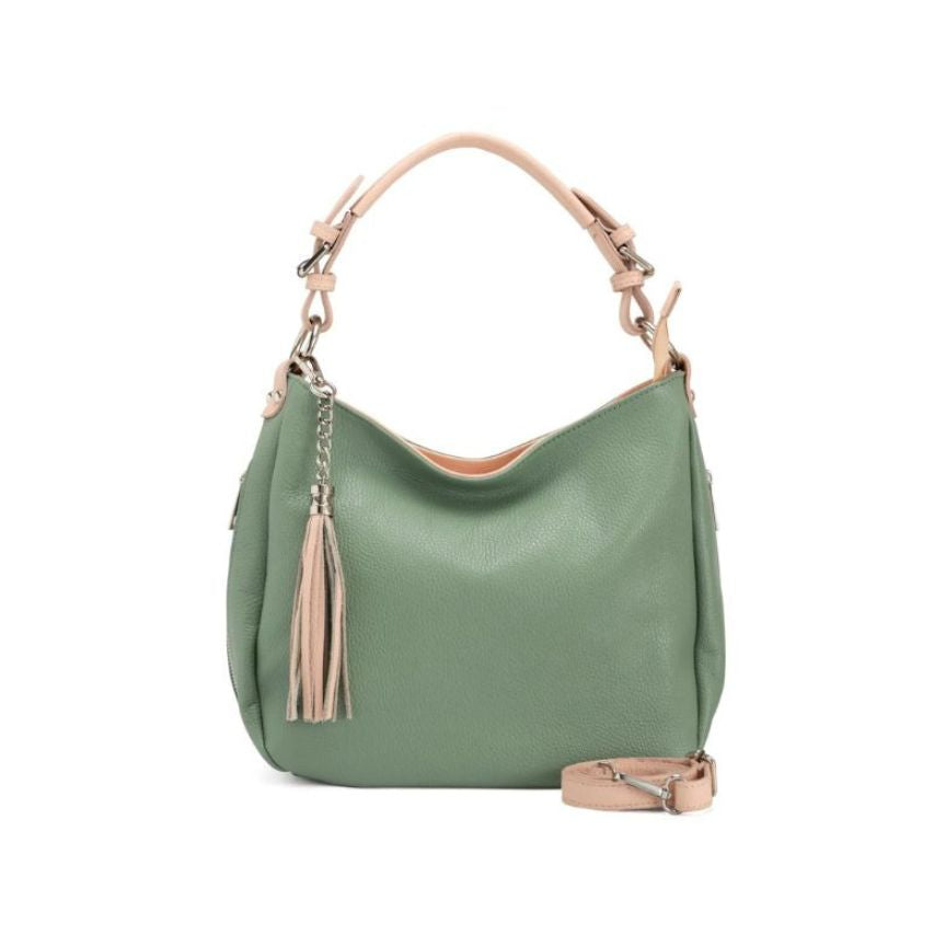 Mittelgroße Leder Shopper-Tasche mit praktischen Seitentaschen für Damen