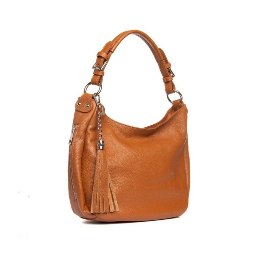 Mittelgroße Leder Shopper-Tasche mit praktischen Seitentaschen für Damen
