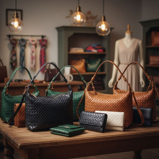 Mittelgroße Damenhandtasche im gewebten Design - modern, edel und vielseitig