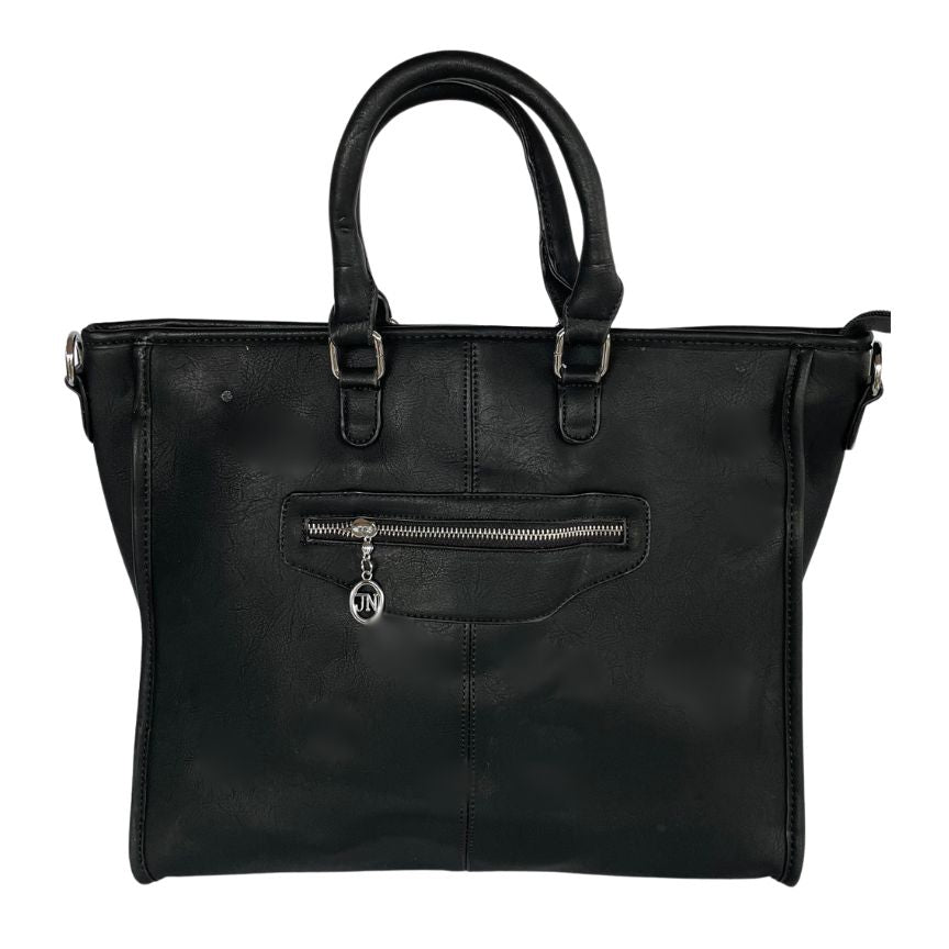 Praktische Damen Umhängetasche Tote-Bag mit stabilen Tragegriffen schwarz groß