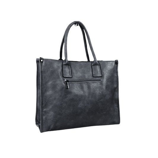 Rückseitentasche Professionelle praktische Leder-Aktentasche mit Laptopfach für Damen grau