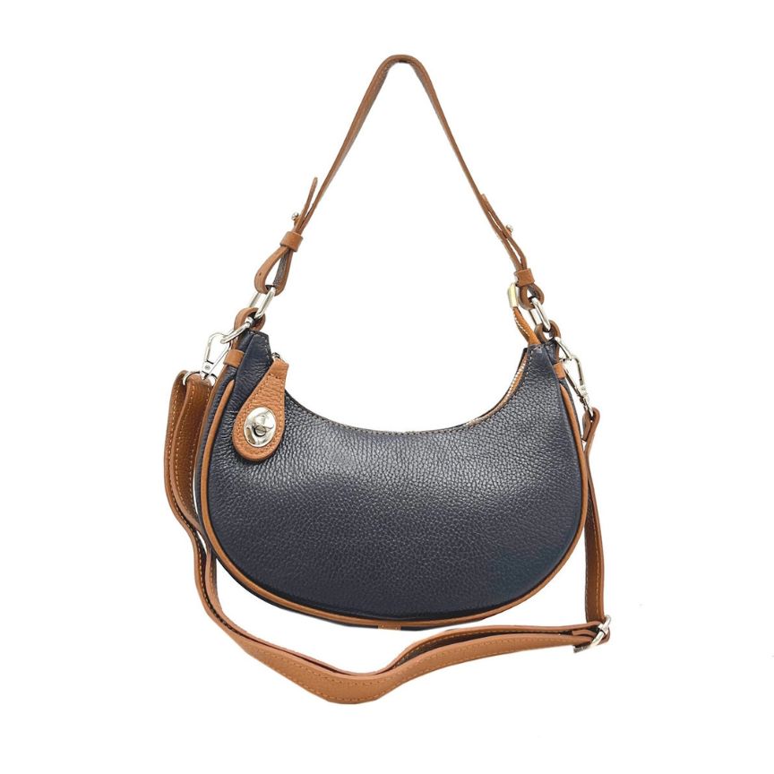 Schultertasche aus echtem Leder - klein, trendy aus Italien