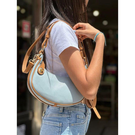 Schultertasche aus echtem Leder - klein, trendy aus Italien