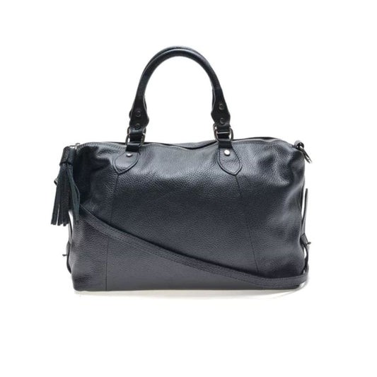 Schwarze Damen Weekender Reisetasche mit stabilen Griffe und langem Shultergurt