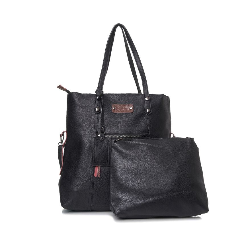 Damen Shopper Tasche mit Fronttasche - 2-Teiliges Set & Geräumig