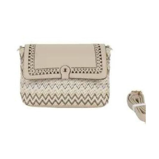 Damen Mini-Umhängetasche im Strickdesign für den Alltag - kompakt und praktisch beige Farbe