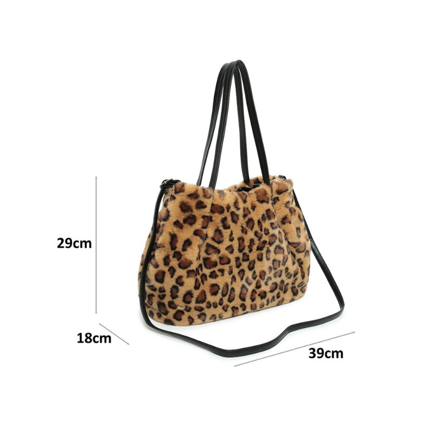 Stilvolle Damen Schultertasche aus Faux-Fur - weich, leicht und modern