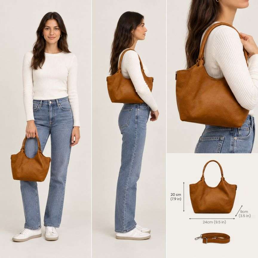 "Eva" - Stilvolle Damen Henkeltasche aus Leder für jeden Tag