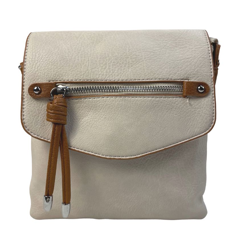 Stylische Damen Crossbody-Bag mit zweifarbigem Design beige braun farbe