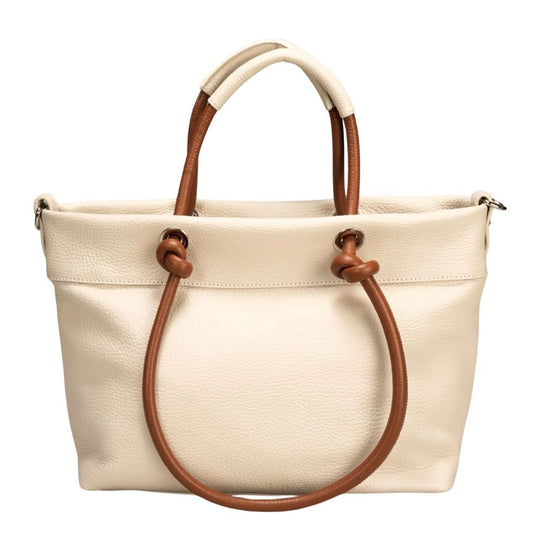 Praktische Tragegriffe der Stylische beige Italienische Leder Umhängetasche