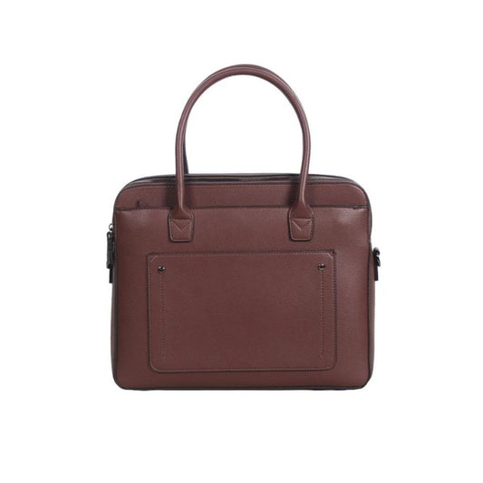 Unisex Business-Aktentasche mit Laptopfach 15 Zoll mit Fronntasche, Tragegriffe und Schulterriemen kastanienbraun
