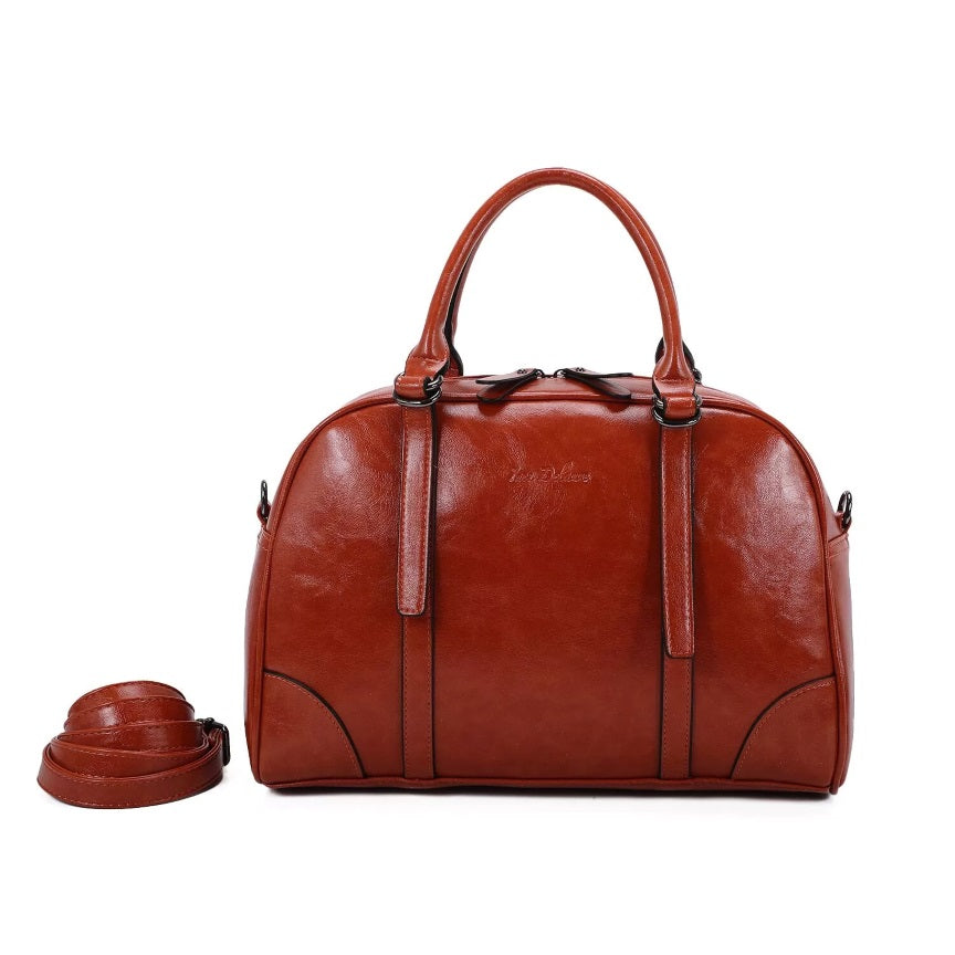 braune Unisex Weekender Reisetasche mit abnehmbarem und verstellbarem Schultergurt und stabilen Griffen
