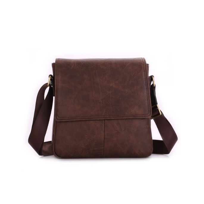 moderner Herren Messenger Bag, geräumig, diverse Fächer, in kastanienbraun, camel, schwarz