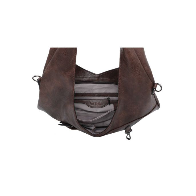 Draufsicht Innenansicht stylische Tragetasche geräumig, in frappuccino oder schwarz