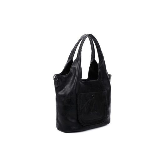 Seitenansicht moderne geräumige Schultertasche mit Handyfach