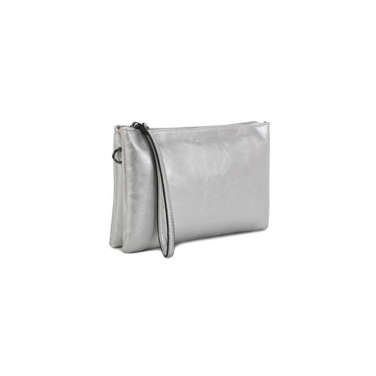 Seitenansicht moderne Silber Abendtasche 3 Fächer